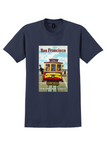 United Air Lines San Francisco T-Shirt - Galli Cable Car Poster - Navy