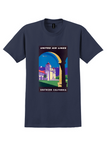 United Air Lines Southern California T-Shirt - Vintage Mission Arch Poster - Navy