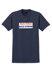 Alaska Airlines T-Shirt - Vintage Gold Streak Bag Sticker - Navy