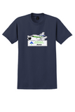 Palma de Mallorca Airport T-Shirt - Vintage Aena Cartoon Jet Sticker - Navy