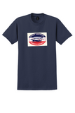 American Airlines T-Shirt - Vintage Airship Hindenburg Connecting Service Label - Navy