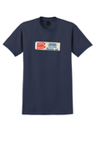 Arrow Air T-Shirt - Vintage Tampa Denver Nonstop Gatwick Sticker - Navy
