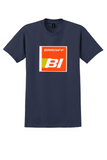 Braniff T-Shirt - Vintage Orange BI Logo Bag Sticker - Navy