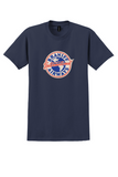 Braniff International T-Shirt - Vintage Globe Roundel Bag Sticker - Navy