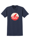 Capital Airlines T-Shirt - Vintage Red Bird Roundel Bag Sticker - Navy