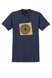 Continental Airlines T-Shirt - Vintage DC-9 Golden Jet Bag Sticker - Navy