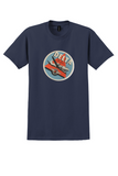 Delta T-Shirt - Vintage Red Triangle Propliner Bag Sticker (Sky Blue) - Navy