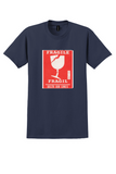 Delta T-Shirt - Vintage Fragile Fragil Broken Glass Baggage Label - Navy
