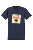 Delta T-Shirt - Vintage Stuttgart Germany Horse Shield Bag Sticker - Navy