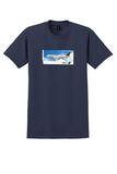 EVA Air T-Shirt - Vintage Boeing 747-400 Bag Sticker - Navy