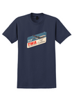 TWA T-Shirt - Vintage Super Constellations Bag Sticker - Navy