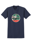 Garuda Indonesian Airways T-Shirt - Vintage Propliner Bag Sticker - Navy