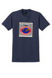 Gastager Weltreisen T-Shirt - Vintage Globe and Jet Travel Sticker - Navy