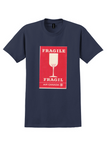 Air Canada T-Shirt - Vintage Fragile Fragil Wine Glass Label - Navy