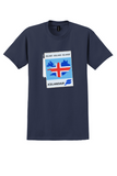 Icelandair T-Shirt - Vintage Flag Map of Iceland Sticker - Navy