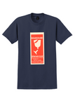 JAL Japan Air Lines T-Shirt - Vintage Fragile Baggage Label - Navy