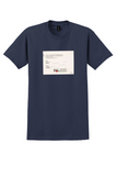 JAL Japan Airlines T-Shirt - Vintage Baggage Name and Address Label - Navy