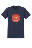 KLM T-Shirt - Vintage Royal Dutch Airlines Holland Bag Sticker - Navy