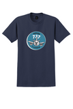 Luxair T-Shirt - Vintage Smiling Boeing 737 Round Bag Sticker - Navy