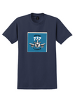 Luxair T-Shirt - Vintage Smiling Boeing 737 Square Bag Sticker - Navy