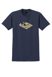 Mohawk Airlines T-Shirt - Vintage Golden Metropolitan Bag Sticker - Navy