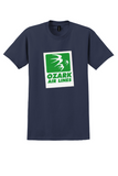 Ozark Air Lines T-Shirt - Vintage Green Square Swallows Bag Sticker - Navy