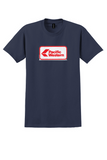 Pacific Western Airlines T-Shirt - Vintage Red Chevron Logo Sticker - Navy