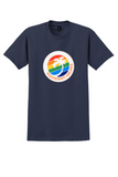 Polynesian Airlines T-Shirt - Vintage Rainbow Palm Bag Sticker - Navy