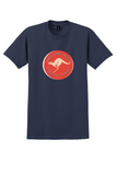 Qantas Empire Airways T-Shirt - Vintage Kangaroo Service Bag Sticker - Navy