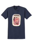 Royal Jordanian T-Shirt - Vintage Petra Window Bag Sticker - Navy