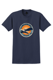 SANA T-Shirt - Vintage Navigazione Aerea Genova Flying Boat Sticker - Navy