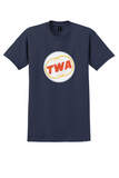 TWA T-Shirt - Vintage Double Globe Logo Bag Sticker - Navy