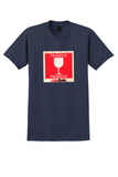 USAir T-Shirt - Vintage Fragile Wine Glass Baggage Label - Navy