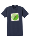 Vintage Logo T-Shirt - Green Circle Flag and Arrow Sticker - Navy