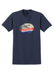 United Air Lines T-Shirt - Vintage Main Line Coast-to-Coast Bag Sticker - Navy