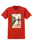 Fly TWA Italy T-Shirt - Vintage Venice St. Mark's Poster - Red