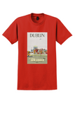 Aer Lingus Dublin T-Shirt - Vintage Dublin Quayside Poster - Red