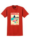 Braniff Brazil T-Shirt - Vintage Sugarloaf Beach Poster - Red
