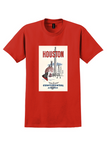 Continental Airlines Houston T-Shirt - Vintage Space Age Poster - Red