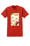 KLM Schiphol T-Shirt - Vintage Bezoekt Schiphol Poster - Red