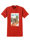 United Air Lines New York T-Shirt - Vintage Central Park Carriage Poster - Red