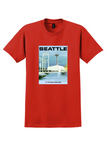 United Airlines Seattle T-Shirt - Vintage Space Needle Poster - Red