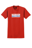 Alaska Airlines T-Shirt - Vintage Gold Streak Bag Sticker - Red
