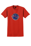 Braniff International T-Shirt - Vintage Silver Foil Globe Bag Sticker - Red