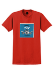 Luxair T-Shirt - Vintage Smiling Boeing 737 Square Bag Sticker - Red