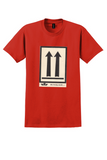 Royalair T-Shirt - Vintage This Way Up Arrows Label - Red