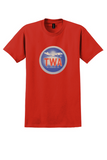 TWA T-Shirt - Vintage The Lindbergh Line Bag Sticker - Red