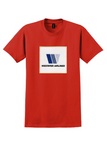 Westates Airlines T-Shirt - Vintage Blue W Logo Sticker - Red