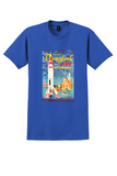Fly TWA Disneyland T-Shirt - David Klein Moonliner Poster - Royal Blue