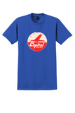 Capital Airlines T-Shirt - Vintage Red Bird Roundel Bag Sticker - Royal Blue